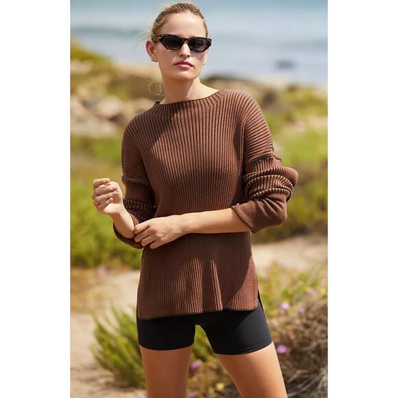 VARLEY Emile Rib Knit Brown Sweater Size Small - Picture 1 of 7